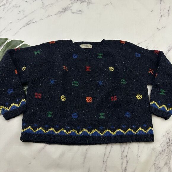 The Limited Womens Knit By Hand Vintage 90s Sweater Size M Blue Cropped Wool - Picture 1 of 11